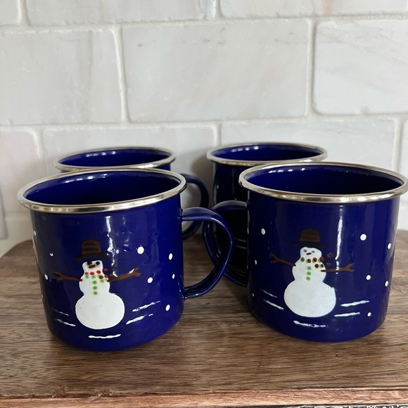 Vintage The Golden Rabbit II 1997 Denise S. Harvey Blue Snowman Enamelware Lot - Picture 6 of 8